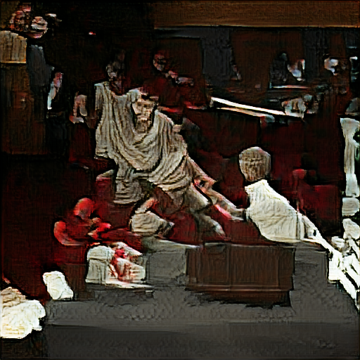 Brutus stabbing Julius Caesar in the senate chambers
